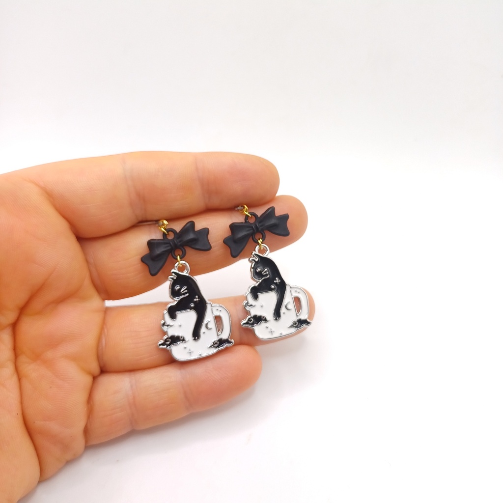 Boucles d'oreilles Chat Noir