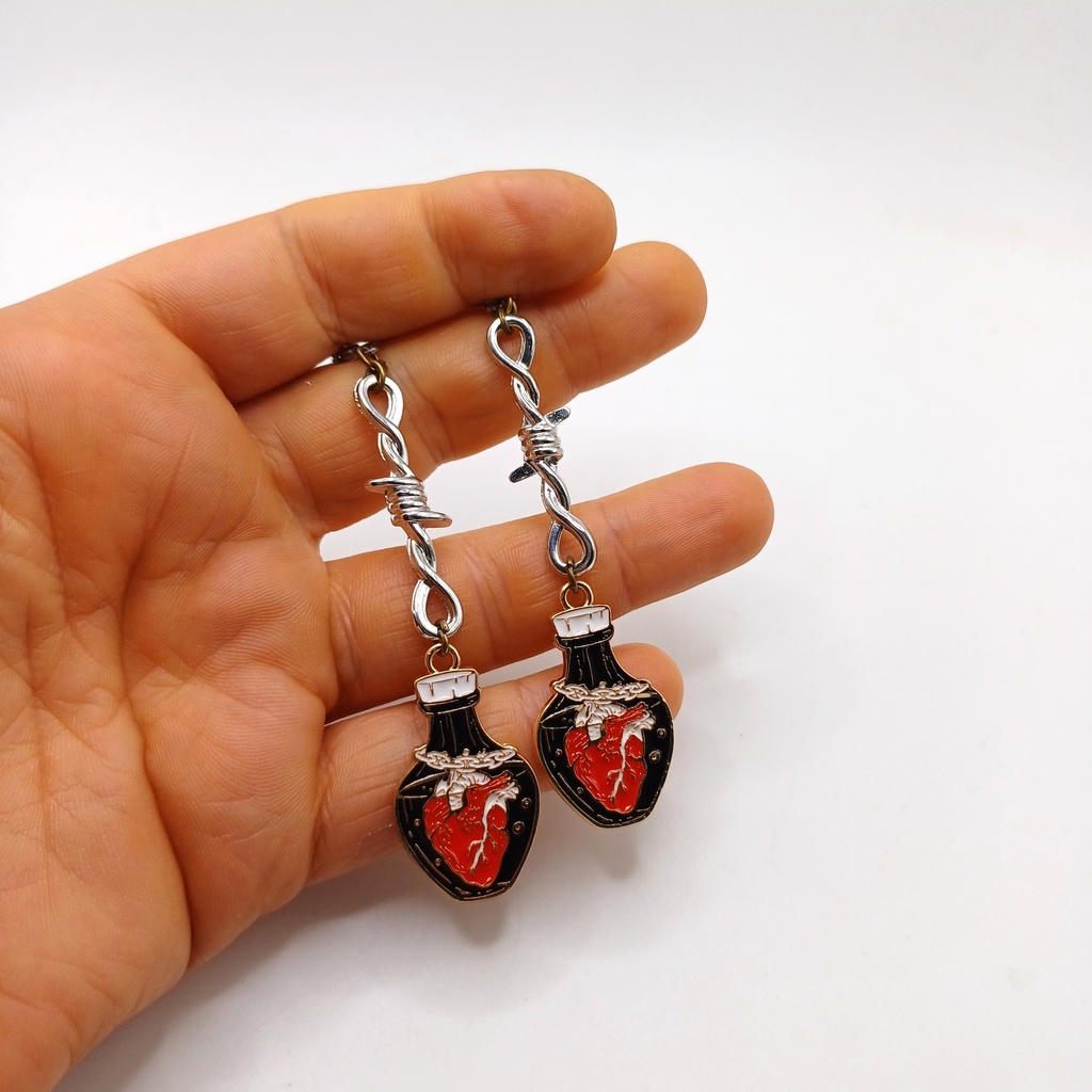 Potion and Anatomical Heart Earrings