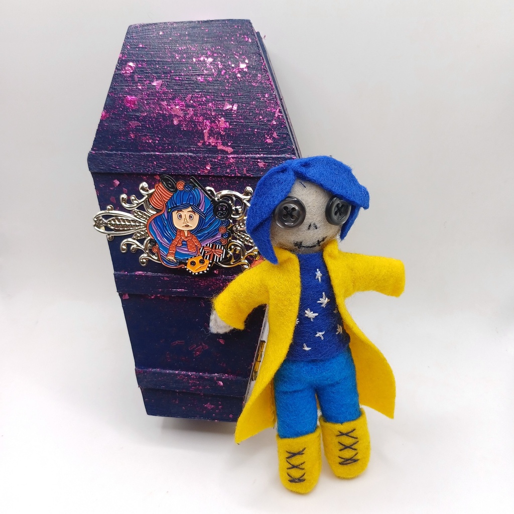 Coraline Doll Wooden Coffin Jewerly Box