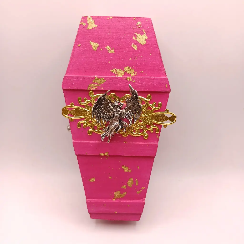 Angel wooden coffin jewerly box