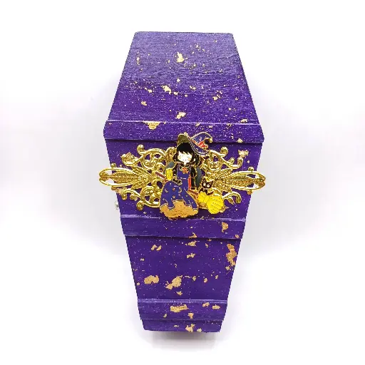 The Little Witch wooden coffin jewerly box