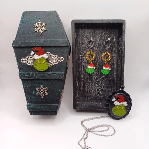 The Grinch wooden coffin jewerly box