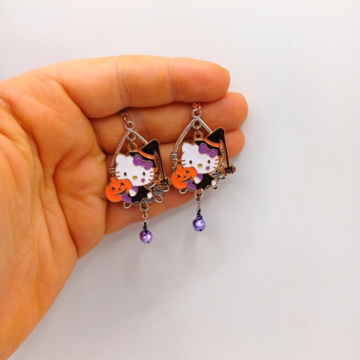 Halloween Pumpkin Cat Earrings