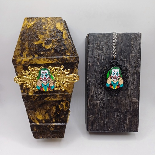 Joker wooden coffin jewerly box